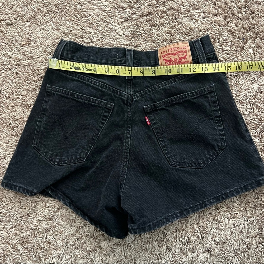 Levi's Women's Black High Waisted Mom Denim Shorts - Picture 6 of 7